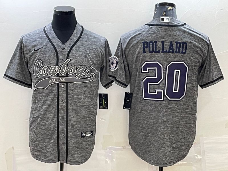 Men Dallas Cowboys #20 Pollard Grey hemp ash 2022 Nike Co branded NFL Jerseys
